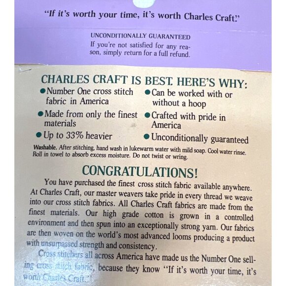 Charles Craft Aida 14 Count Cross Stitch Fabric 12" X 18" All Cotton - Picture 3 of 3